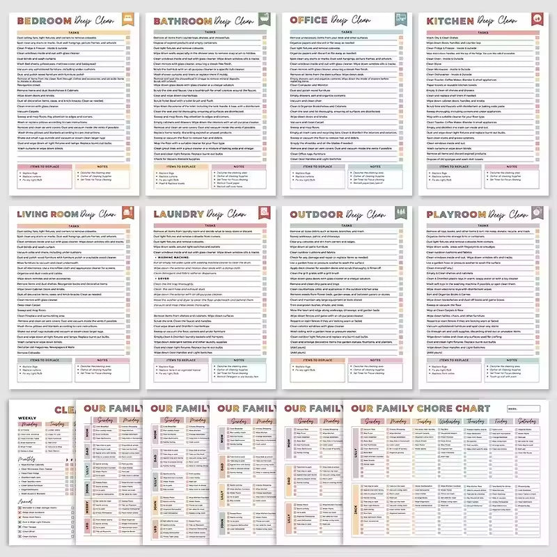 Transform Your Home with the ADHD Cleaning Planner Bundle – Your Ultimate Guide to a Tidy Space with Schedules, Tips, and Family Chore Charts